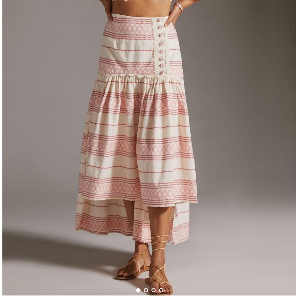 Anthropologie A-line Striped High Low Skirt Size Large